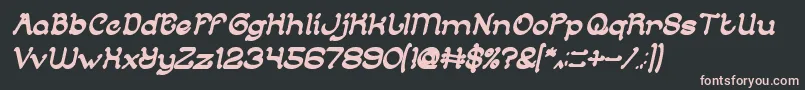Шрифт ArabianKnightBoldItalic – розовые шрифты на чёрном фоне