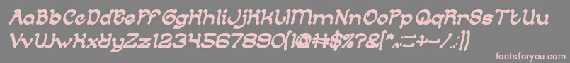 ArabianKnightBoldItalic-fontti – vaaleanpunaiset fontit harmaalla taustalla