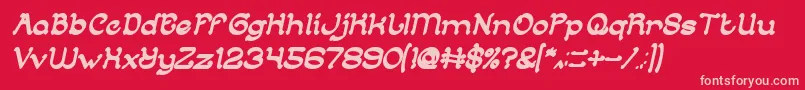 ArabianKnightBoldItalic-fontti – vaaleanpunaiset fontit punaisella taustalla