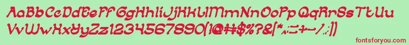 ArabianKnightBoldItalic-Schriftart – Rote Schriften auf grünem Hintergrund