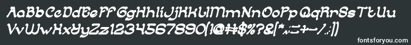フォントArabianKnightBoldItalic – 黒い背景に白い文字