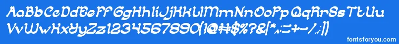 ArabianKnightBoldItalic-fontti – valkoiset fontit sinisellä taustalla