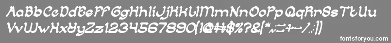 ArabianKnightBoldItalic-fontti – valkoiset fontit harmaalla taustalla
