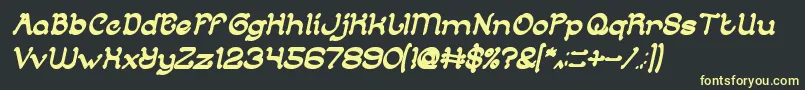 ArabianKnightBoldItalic-Schriftart – Gelbe Schriften auf schwarzem Hintergrund