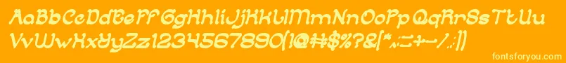ArabianKnightBoldItalic Font – Yellow Fonts on Orange Background