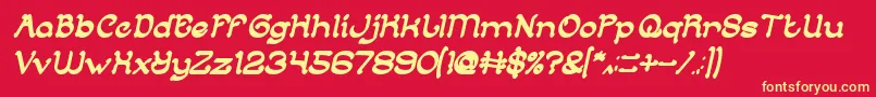 Fonte ArabianKnightBoldItalic – fontes amarelas em um fundo vermelho