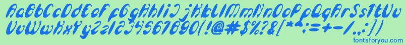 EnjoyTheTimeBoldItalic-Schriftart – Blaue Schriften auf grünem Hintergrund