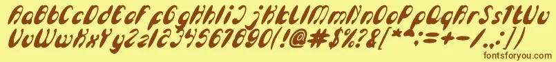 Fonte EnjoyTheTimeBoldItalic – fontes marrons em um fundo amarelo