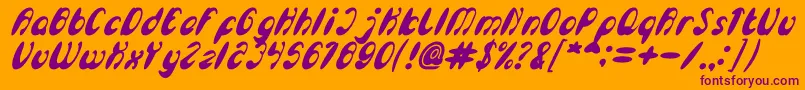 EnjoyTheTimeBoldItalic-Schriftart – Violette Schriften auf orangefarbenem Hintergrund
