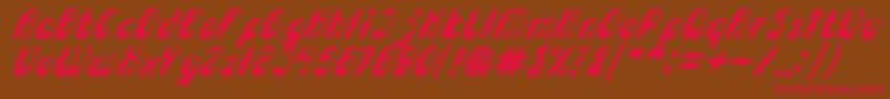 Fonte EnjoyTheTimeBoldItalic – fontes vermelhas em um fundo marrom