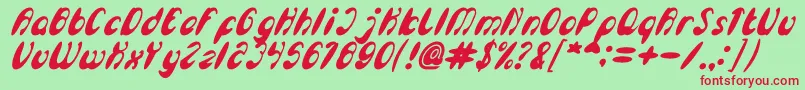 EnjoyTheTimeBoldItalic Font – Red Fonts on Green Background