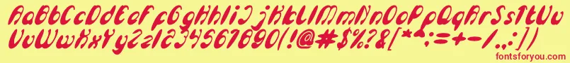 EnjoyTheTimeBoldItalic Font – Red Fonts on Yellow Background