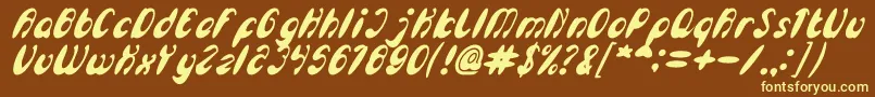 EnjoyTheTimeBoldItalic-Schriftart – Gelbe Schriften auf braunem Hintergrund