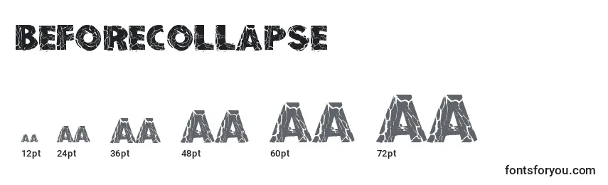 BeforeCollapse Font Sizes