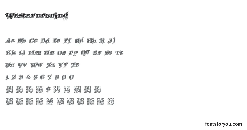 Westernracing-fontti – aakkoset, numerot, erikoismerkit