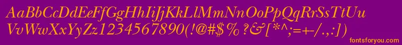 NewbaskervillestdItalic Font – Orange Fonts on Purple Background