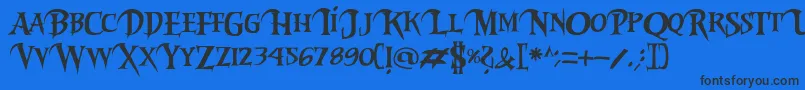 Fonte Riky2vamp – fontes pretas em um fundo azul
