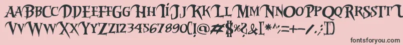 Riky2vamp-fontti – mustat fontit vaaleanpunaisella taustalla