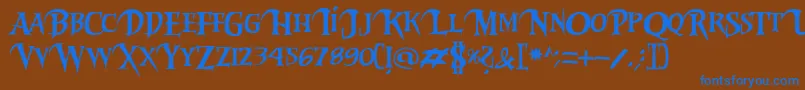 Czcionka Riky2vamp – niebieskie czcionki na brązowym tle