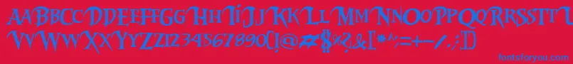 Czcionka Riky2vamp – niebieskie czcionki na czerwonym tle