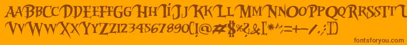 Riky2vamp-Schriftart – Braune Schriften auf orangefarbenem Hintergrund