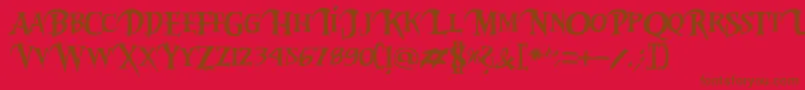 Riky2vamp-Schriftart – Braune Schriften auf rotem Hintergrund