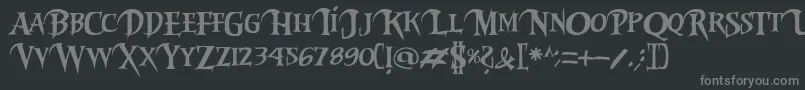 Riky2vamp-fontti – harmaat kirjasimet mustalla taustalla