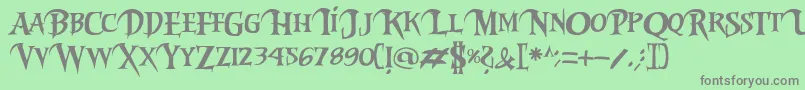 Saiba mais sobre a fonte Riky2vamp Fonte Riky2vamp – fontes cinzas em um fundo verde