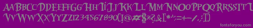 Riky2vamp-fontti – harmaat kirjasimet violetilla taustalla