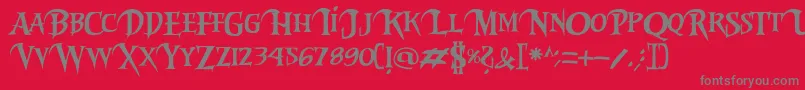 Riky2vamp-fontti – harmaat kirjasimet punaisella taustalla