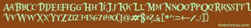 Riky2vamp-fontti – vihreät fontit ruskealla taustalla