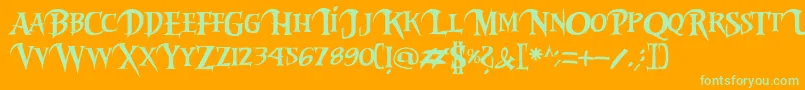 Riky2vamp-fontti – vihreät fontit oranssilla taustalla