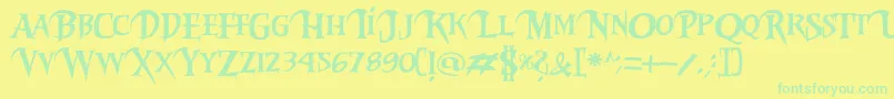 Riky2vamp-fontti – vihreät fontit keltaisella taustalla