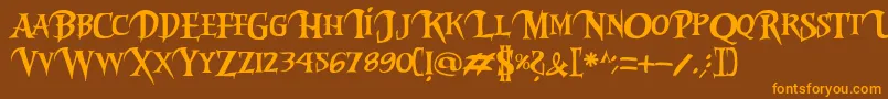 Fonte Riky2vamp – fontes laranjas em um fundo marrom