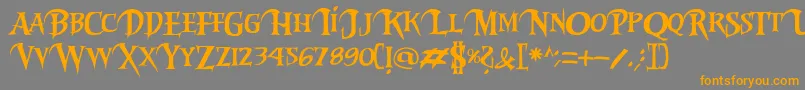 フォントRiky2vamp – オレンジの文字は灰色の背景にあります。