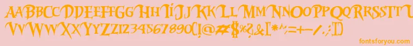 フォントRiky2vamp – オレンジの文字がピンクの背景にあります。