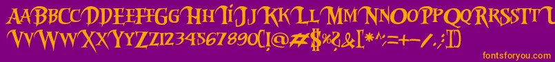 Fonte Riky2vamp – fontes laranjas em um fundo violeta