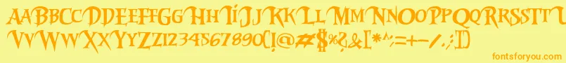 Riky2vamp-fontti – oranssit fontit keltaisella taustalla