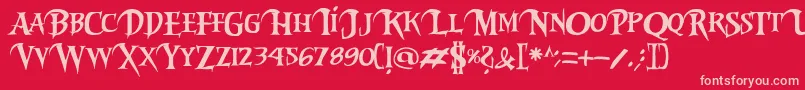 Riky2vamp-fontti – vaaleanpunaiset fontit punaisella taustalla