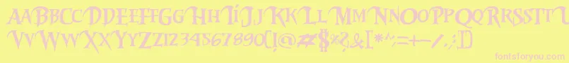 Riky2vamp-Schriftart – Rosa Schriften auf gelbem Hintergrund