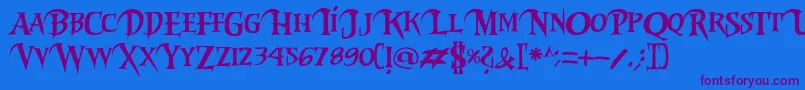 Fonte Riky2vamp – fontes roxas em um fundo azul
