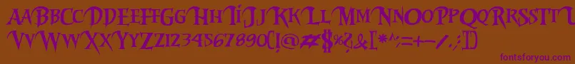 Czcionka Riky2vamp – fioletowe czcionki na brązowym tle