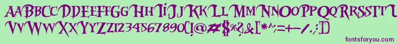 Riky2vamp-fontti – violetit fontit vihreällä taustalla