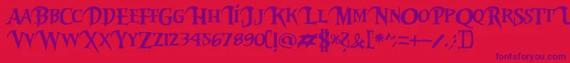 Riky2vamp-fontti – violetit fontit punaisella taustalla