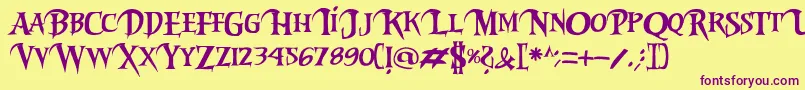 フォントRiky2vamp – 紫色のフォント、黄色の背景