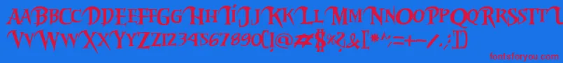 フォントRiky2vamp – 赤い文字の青い背景