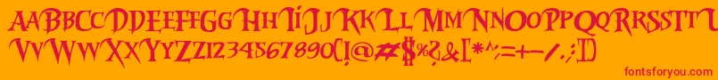 Riky2vamp-Schriftart – Rote Schriften auf orangefarbenem Hintergrund