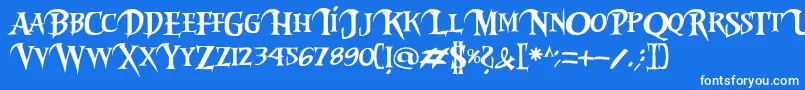 Fonte Riky2vamp – fontes brancas em um fundo azul