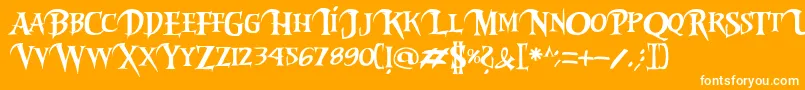 Riky2vamp-fontti – valkoiset fontit oranssilla taustalla