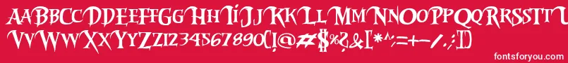 Riky2vamp-fontti – valkoiset fontit punaisella taustalla
